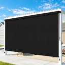 Outdoor Roller Shades for Patio, Black 12' W x 8' H Cordless Patio Shades Roll Up Outdoor Blinds with Splicing Design, 90% UV Protection for Porch Gazebo Pergola, 144"W x 96"H
