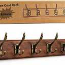 Wall Mounted Coat Rack with Solid Wood, 6 Bronze Metal Hooks – 23.22 Inch Rustic Brown Entryway Organizer for Hanging Coats, Hats, Jackets, Scarves, Bags, for Hallway, Bedroom, Bathroom（6Hooks）
