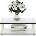 Furinno JUST Coffee Table, 2-Tier Modern Coffee Table with Open Shelf, Toolless Assembly Side Table, for Living Room, Bedroom, Home Office, Plain White, 2-Tier, 23.6"W