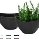 LaDoVita Plant Pots with Drainage Holes, 12 Inch Large Planters for Indoor Plants, Plastic Flower Pots Outdoor, Set of 2 Pack, Frosted Black