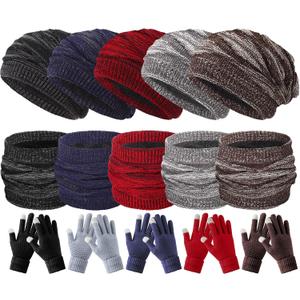 Liitrsh 20 Pcs Winter Hat Scarf Gloves Earmuffs Set Warm Beanie Hat Knit Gloves Neck Warmer Fleece Earmuffs for Men Women (Classic Color)