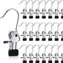 Hotop Boot Hanger Clips for Closet, Laundry Hanging Hooks Heavy Duty Clips Boot Holder Portable Single Hooks Space Saving for Pants Jeans Clothes Hats Tall Towels(Silver,48 Pieces)