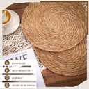 30 PCS Round Bulrush Woven Placemats 12 Inch Boho Rattan Chargers for Dinner Plates Natural Hand Weave Table Mats Rustic Wicker Braided for Farmhouse Home Wedding Party Outdoor Christmas Decor