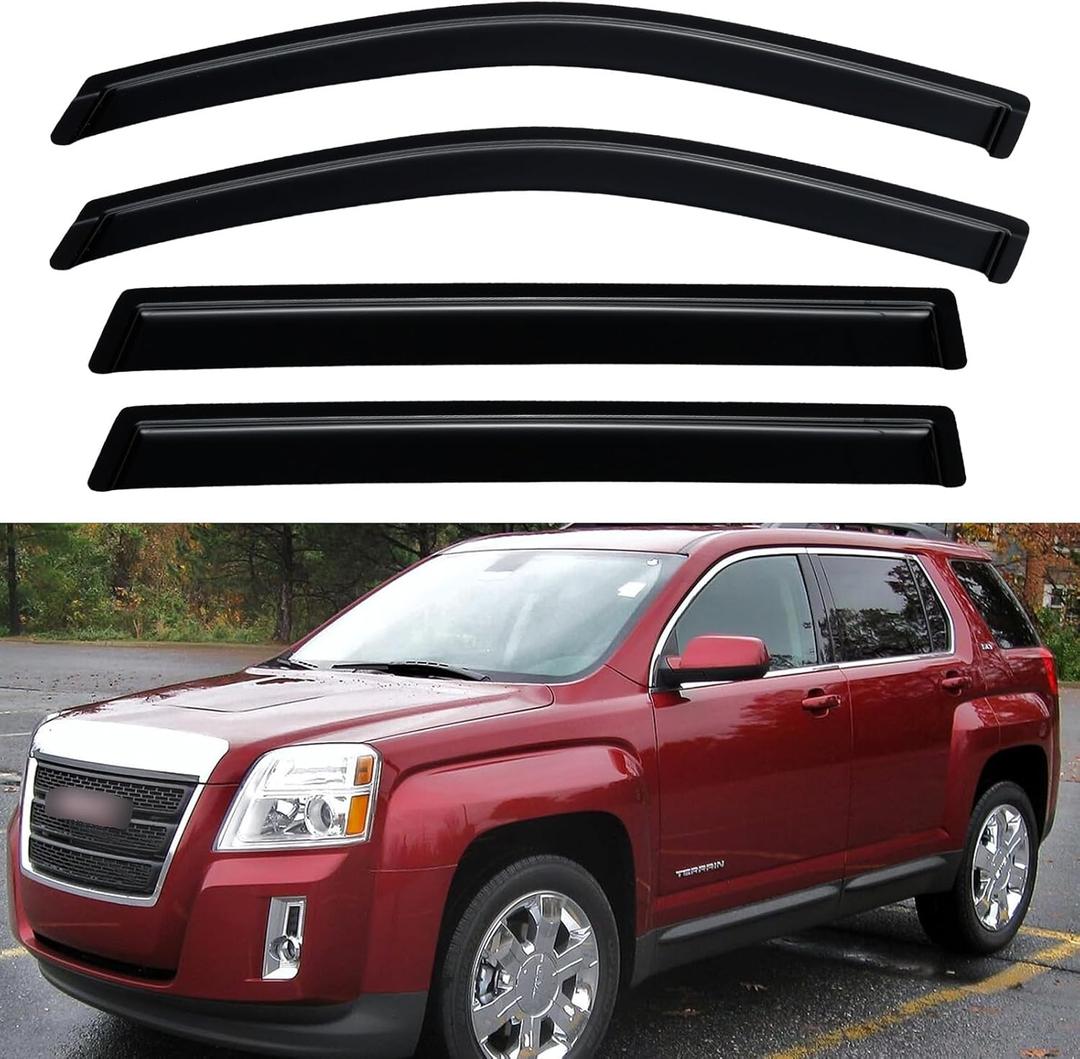 Window Visors Rain Guards for 2010-2017 GMC Terrain, Out-Channel Window Vent Wind Deflectors Visors Shades for 10 11 12 13 14 15 16 17 GMC Terrain