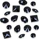 DONGZHOU Flatback Sew On Rhinestone,Sew On Crystal with Holes Mix Shape Glass Rhinestones Crystal Gems Sewing Stones for Clothes, Garments, Dress and ShoesJet