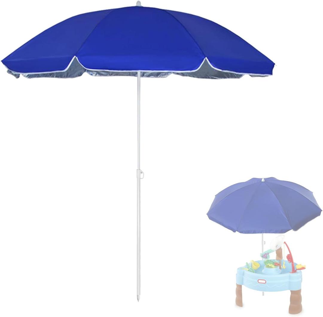 Umbrella Replacement Compatible with Little Tikes Water Table, Seaside Beach Umbrella for Water Table, 70 Inch Adjustable and Durable Umbrellas, for Beach, Camping, Garden and Outdoor Play Shade