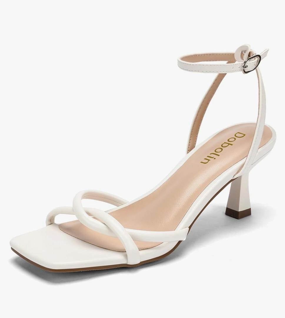 Wide Width Women's Sandals 2.5-inch Square Open Toe Kitten Heels Strappy Ankle Strap Sandals Comfortable Dressy Party Wedding Shoes