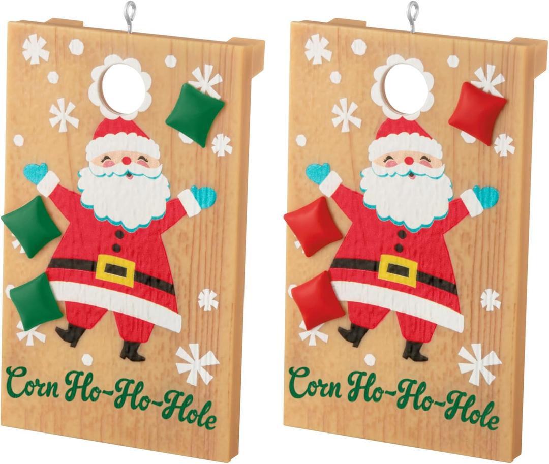 Hallmark Keepsake Christmas Ornaments, Corn Ho-Ho-Hole, Set of 2, Outdoor Games Gifts