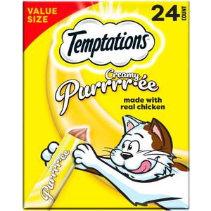 2 x Temptations Creamy Puree Squeezable Lickable Wet Cat Treats with Chicken, 0.42 oz. Tubes, 24 Count (EXP 05/22/27)
