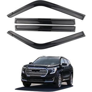 4 Pieces Tape-on Extra Durable Rain Guards Fit for 2025 2026 GMC Terrain,Window Deflectors,Window Visors (Smoke Black)