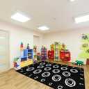 Teenyyou 6.5 x 11 ft Large Classroom Rug Circle Abstract Educational Area Rug Kids Room Children Classroom Carpet Playroom Learning Black Square School Decor Seating Carpet