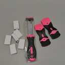 Razor Blade Scraper Tool, 3Pcs Pink Razor Scrapers with 15pcs Metal and 30pcs Plastic Blades, Scraper Tool for Cleaning Paint, Decals, Adhesive, Caulk, Stickers, Glass, Labels, Window, Stovetop (Upgrade Scraper-3pack+45pcs)