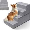 Topmart Dog Stairs for Small Dogs,4-Step,18.1" H, Pet Stairs for High Beds and Couch, Folding Dog Ramps Steps for Small Dogs Cats with Removable Washable Cover