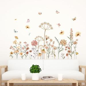Boho Flower Wall Stickers for Girls: Nursery Baby Room Peel and Stick Removable Wall Decals for - Ages 1-12 Years Vinyl Wall Decor