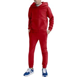 Haloumoning Boys Sweatsuits Kids Active Zip Hoodie Sweatershirt and Jogger Sweatpants 5-14 Years (10-12 Years, Red)