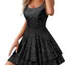 HomRain Women's Spaghetti Straps Backless Dresses Sparkly Short Dress for Homecoming Cocktail Dress for Wedding Guest, Size M