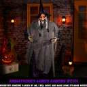 ELAMAS Animatronics 64 inch Dancing Witch Halloween Decorations - Sound Activated with Creepy Sound, Spooky Move, Light Up Eyes, Haunted House Scary Decor Horror Prop for Indoor, Outdoor, Yard Lawn