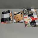 Arttown Christmas Kitchen Window Curtains and Valances Set 36 Inch, Xmas Tree Buffalo Plaid Short Tier Curtain for Cafe Living Room Bathroom, Winter Vintage 3 Pieces Set Kitchen Decor