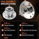2Pcs 513328 Front Wheel Bearing Hub Assembly Fit for Volvo S60 2011-2018, S80 2007-2016, V60 2015-2018, V70 2008-2010, XC60 2010-2017, XC70 2008-2016, 5 Lugs w/ABS
