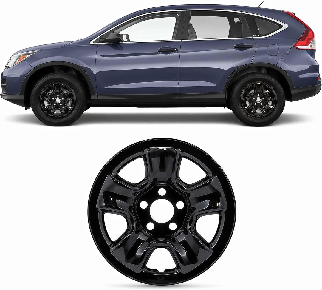 16 Inch Glossy Black Wheel Skins Compatible with 2012-2016 Honda CR-V, Snap-On Wheel Covers for Matching Factory Wheels, Set of 4