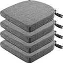 Wellsin Chair Cushions for Dining Chairs 4 Pack - Kitchen Chair Cushions with Ties and Non-Slip Backing - Dining Chair Pads 16"X16"X2", Dark Gray