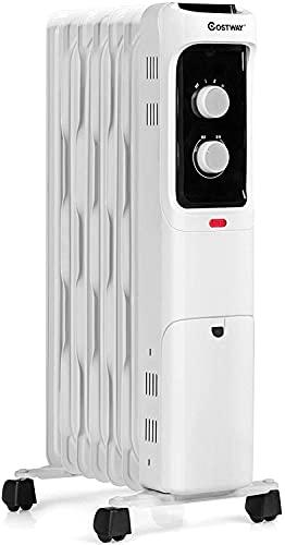 Fantask Oil Filled Radiator Heater, 1500W Fast Quiet Heating Portable Electric Heater w/3 Heating Mode, Adjustable Thermostat, Tip-Over and Overheat Protection, Portable Space Heater for Bedroom, Office, and Indoor (White)