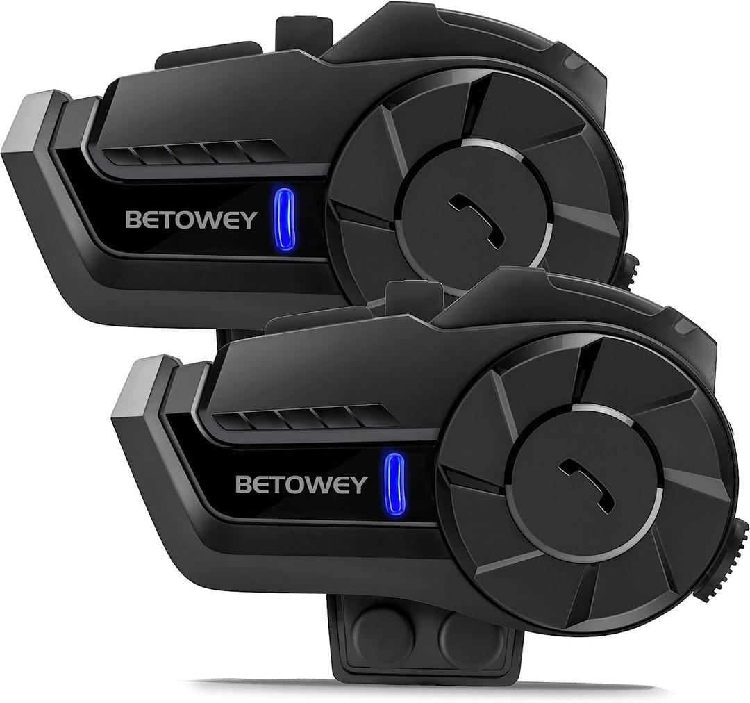 Motorcycle Helmet Bluetooth Headset, B2X Helmet Communication System Motorcycle Bluetooth Intercom with Noise Cancellation, Music Playback - for Dirt Bikes and Motorbikes 2 Pack