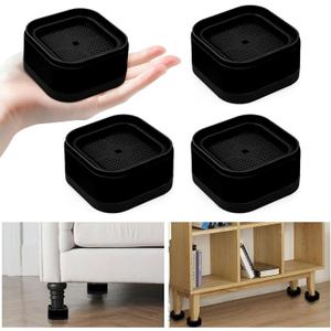 12 Pack Furniture Risers, Adjustable Bed Risers Heavy Duty Stackable Bed Raisers for Table Desk Couch Chair Sofa Cabinet Bed Legs Lift Height 1" (12, Black-2)
