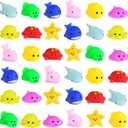 FINGOOO 36 PCS Mochi Ocean Animal Toys, 9 Styles Mini Kawaii Sea Animal Squeeze Toys Party Favors for Kids School Classroom Easter Basket Stuffers