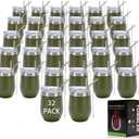IEOVIEE 32 Pack 12oz Stainless Steel Bulk Tumblers with Lids and Straws Double Wall Travel Mug Powder Coated Insulated Tumbler Bulk Cup for Coffee Cocktails Beverage Gifts(Army Green)