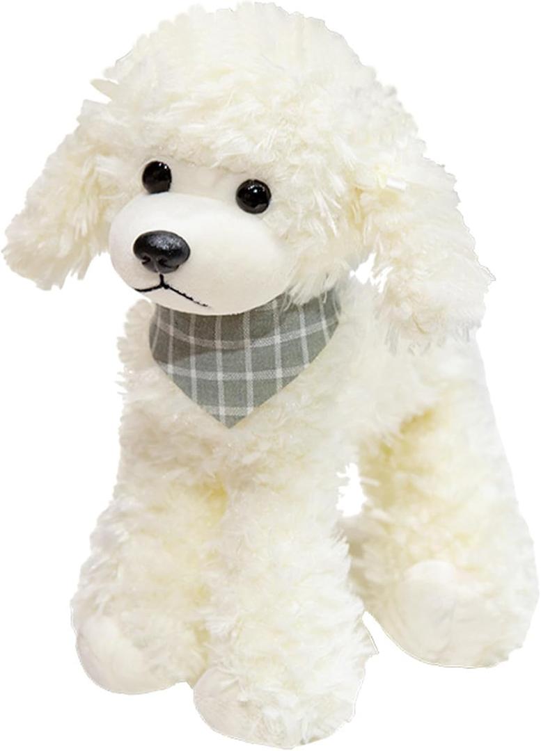 Plush Poodle Dog Puppy Stuffed Animals Toys Dolls Kids Gifts 9 Inches (White)