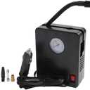 Portable Car Air Pump for Tire Inflation Up to 100 PSI with LED Light, 3 Nozzles & Fuse – Compact ABS Tire Inflator for Cars, Bikes, Balls, and Inflatables (Black)