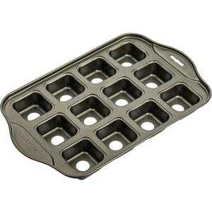 Tosnail 1 Pack 12 Cavity Mini Cheesecake Pan with Removable Bottom, All Edges Brownie Pans, Square Cupcake Muffin Pan, Small Bread Loaf Mold Square