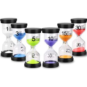 EMDMAK Sand Timer Colorful Hourglass Sandglass Timer 1 min/3 mins/5 mins/10 mins/15 mins/30 mins Sand Clock Timer for Games Classroom Home Office(Pack of 6)