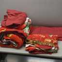 5 Pcs Twin Size Christmas Comforter Set with Pillowcase & Sham, Cute Cartoon Gnome Bedding for Kids and Adults, Golden Snowflakes Bed in a Bag with Flat Fitted Sheet