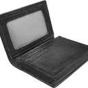 Outrip Genuine Leather Business Card Holder Name Card Case Credit Card Wallet with ID Window RFID Blocking (Black)