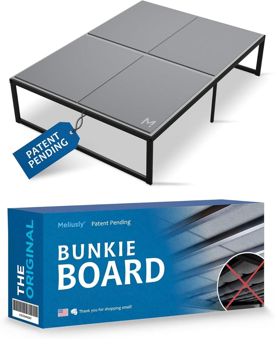 Meliusly Premium 10mm Bunkie Board Full Size (54x75'') Patent Pending Low Profile Bed Board Design - Breathable, Noise Minimizing, Moisture Resistant Bunkieboards, Low Profile Bed Support