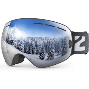 ZIONOR X Ski Goggles - OTG Snowboard Goggles Detachable Lens for Men Women Adult (A0-vlt 9% Blackframe Silverlens)