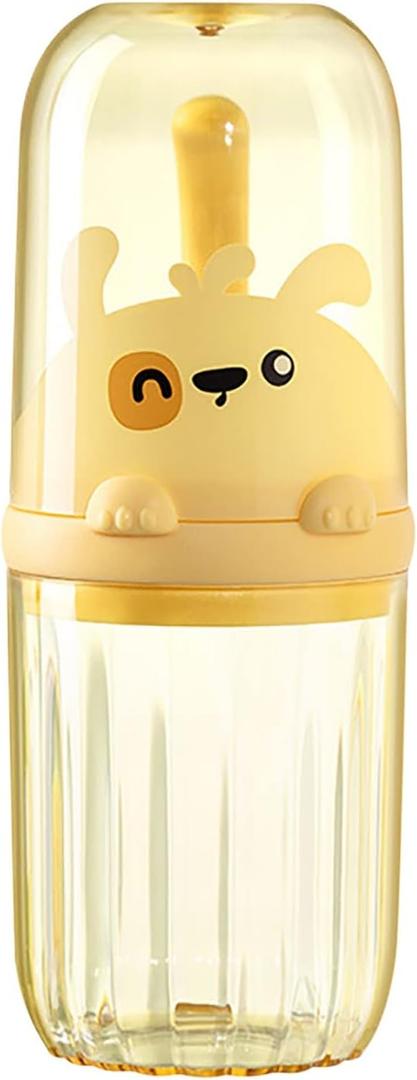 Cute Portable Toothbrush Holder Plastic Toothbrush Travel Case for Kids with Detachable Handle Multifunction Toothbrushes Toothpaste Storage Box Set for Camping Travel or Daily Use (Yellow)
