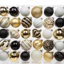 Briful 60PCS Christmas Ornaments Set Black White Gold Christmas Tree Ornaments Balls Plastic Shatterproof Decorative Hanging Ornaments for Xmas Home Winter Holiday Party Decor