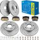 PHILTOP Front & Rear Brake Kit For 2003-2007 Honda Accord, Drilled & Slotted Brake Rotors Ceramic Brakes Pads Replacement : 11.1" inch Front, 10.21" inch Rear Rotor