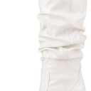 Women's Knee High Boots Pointed Toe Chunky Block Heel Boots Fashion Slouchy Fall Boots For Women (9, White)