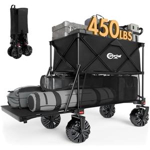 PORTAL 400L Collapsible Double Decker Wagon, Folding Wagon Cart with Tailgate, Beach Wagon with Big Wheels, 450LB Heavy Duty Foldable Wagon, Large Capacity Wagon for Camping, Sports, Garden, Baseball PORTAL 400L Collapsible Double Decker Wagon, Folding Wagon Cart with Tailgate, Beach Wagon with Big Wheels, 450LB Heavy Duty Foldable Wagon, Large Capacity Wagon for Camping, Sports, Garden, Baseball