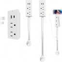 Electrical Outlet Extender Features USB-A, USB-C, and 2 Ac Outlets, Multi Outlet Wall Plug Extends 22-34, 180 Swivel, Outlet Extension for Behind Couches Nightstands (1pc) (B)