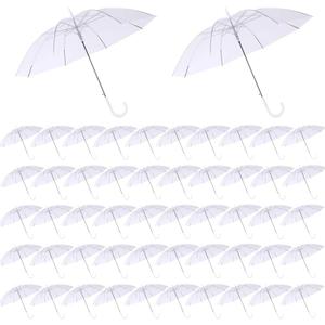 50 Pcs Wedding Clear Umbrella Bulk for Rain, Large Windproof Stick Umbrellas with J-Hook Handle for Wedding Bride Groom Photography, Prom, Graduation, Golf, Parties and Outdoor Events