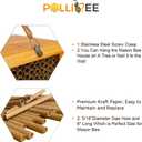 Mason Bee House - Wax Coated Bee Hotel for the Garden, Natural Handmade Wooden Insect Hotel, Mason Bee Home for Outdoors, Attracts Peaceful Bee Pollinators to Your Garden