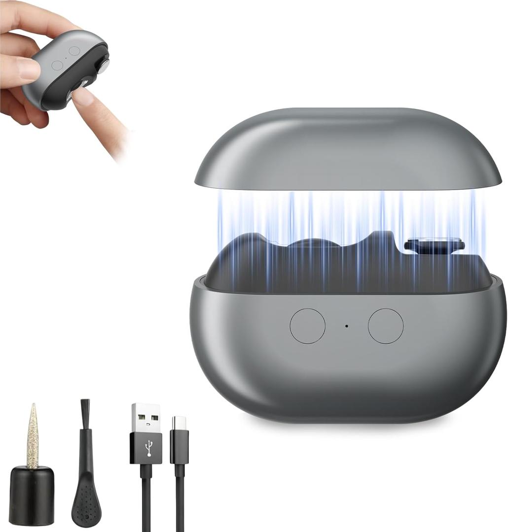 Electric Nail Clipper, Automatic Electric Nail Clipper, Portable 3-in-1 Electric Nail Trimmer and Polisher Electric Toenail Clippers with LED Light 2 Speed Settings for Babies, Seniors and Adults (A)