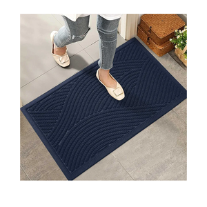 Sturdy Front Door Mat, Absorbent Muddy Dirt Resist Welcome Door Mats Outdoor Indoor, Stain and Fade Resistant, Non-Slip Backing Entry Mat Low Profile Doormat for Entryway, 29×17, Blue