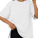 Trendy Queen Womens Oversized Summer T Shirts Plus Size Spring Cute Casual Tops Short Sleeves Fashion Workout Clothes (White, XL)