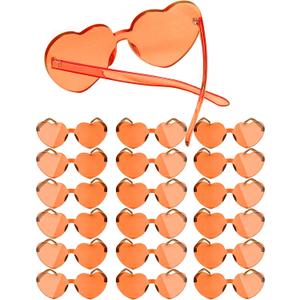 18 Pairs Heart Sunglasses Rimless Heart Shaped Glasses Bulk Pack for Women Colored Party Birthday